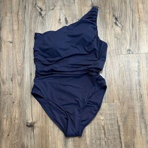 NWOT- Pink Lily Asymmetric Navy One-Piece Swimsuit